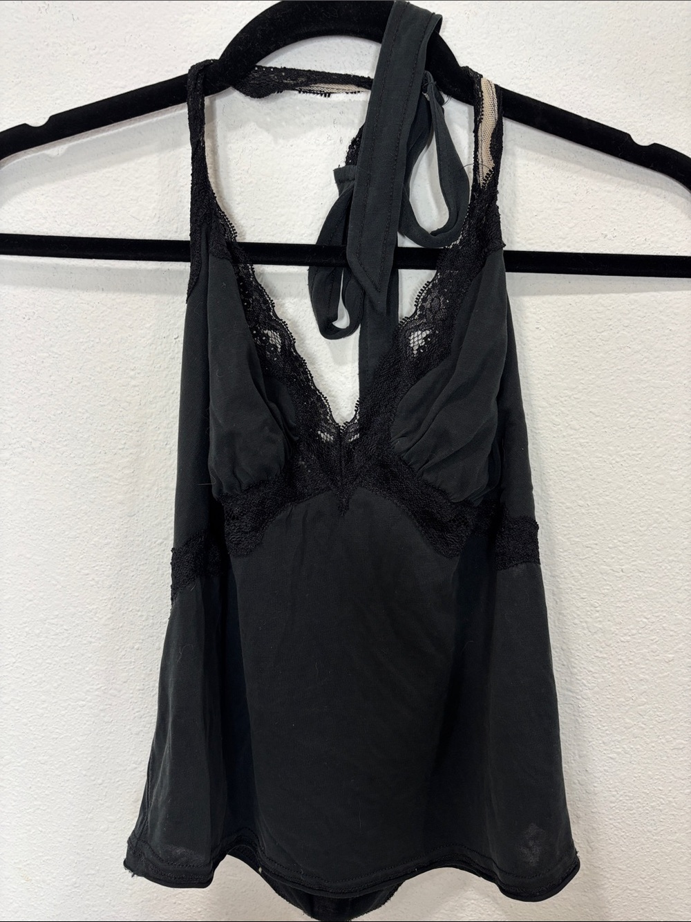 Free People Black Lace Halter Chemise